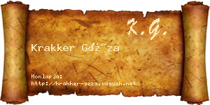 Krakker Géza névjegykártya
