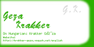 geza krakker business card